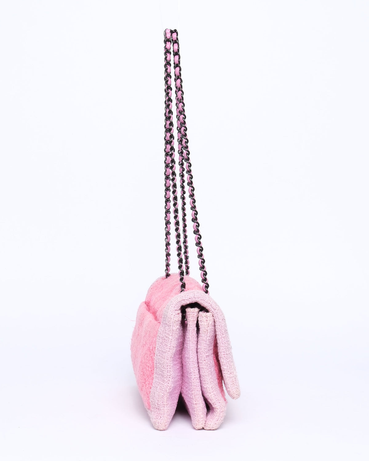 Chanel Pink & Lilac Tweed Quilted Accordion Flap