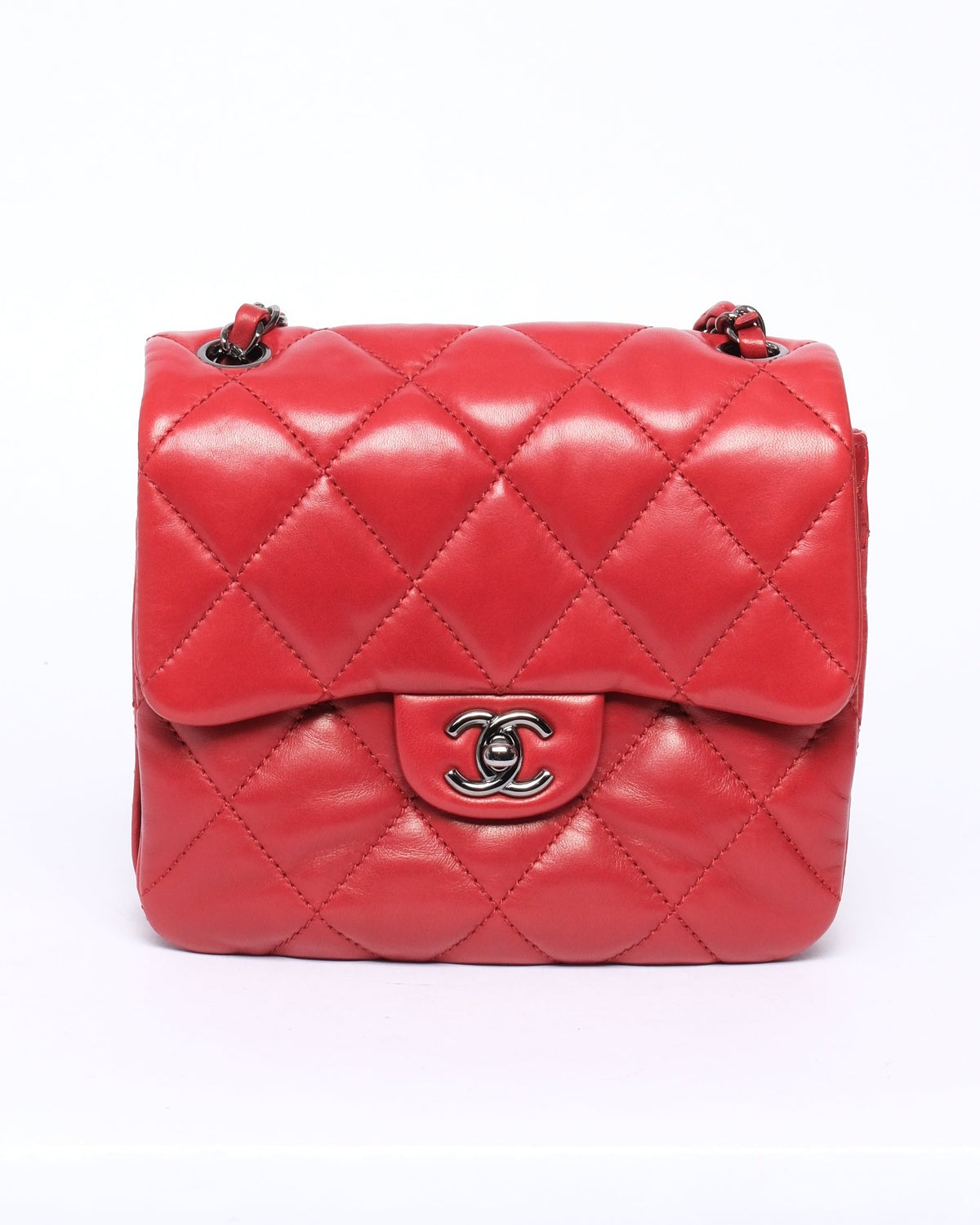 Chanel 2011 Red Lambskin Mini Accordion Flap Bag
