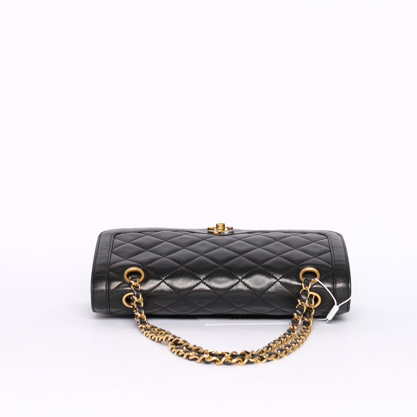 Chanel Black Lambskin Leather Quilted Paris Exclusive Two-Tone Double Flap