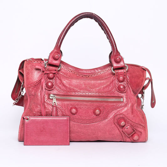 Balenciaga Red Leather Brogues Giant City Bag