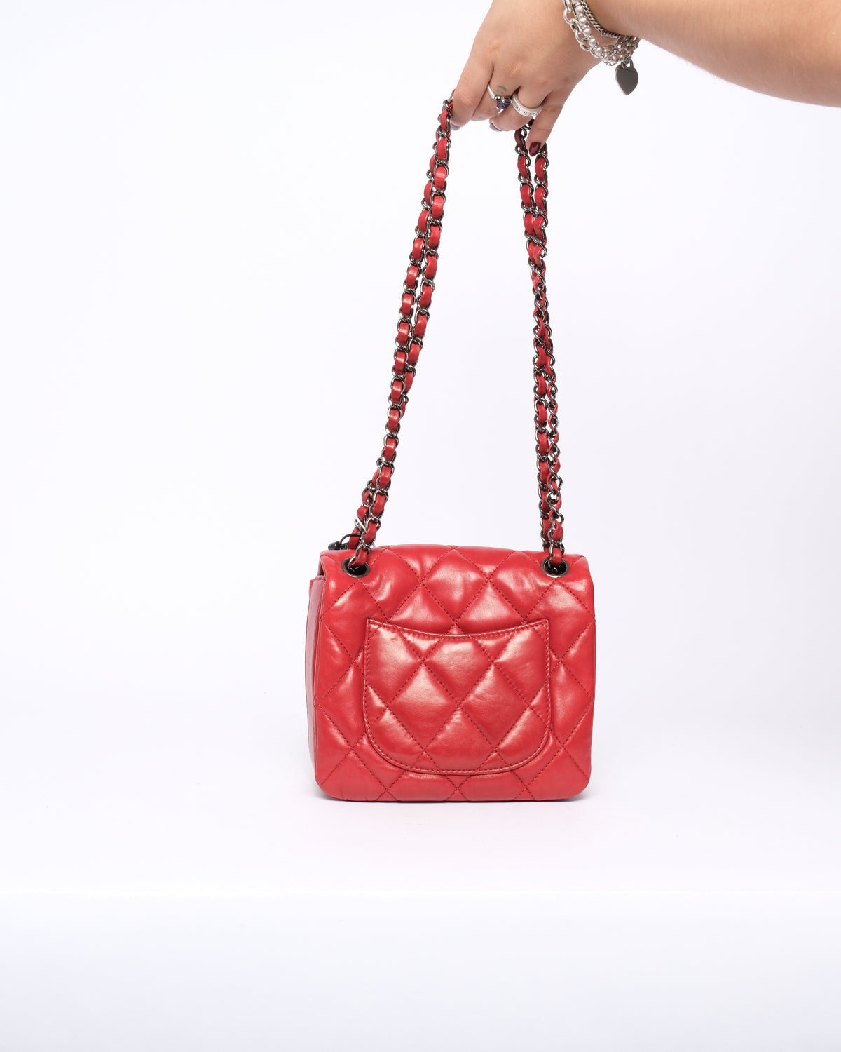 Chanel 2011 Red Lambskin Mini Accordion Flap Bag