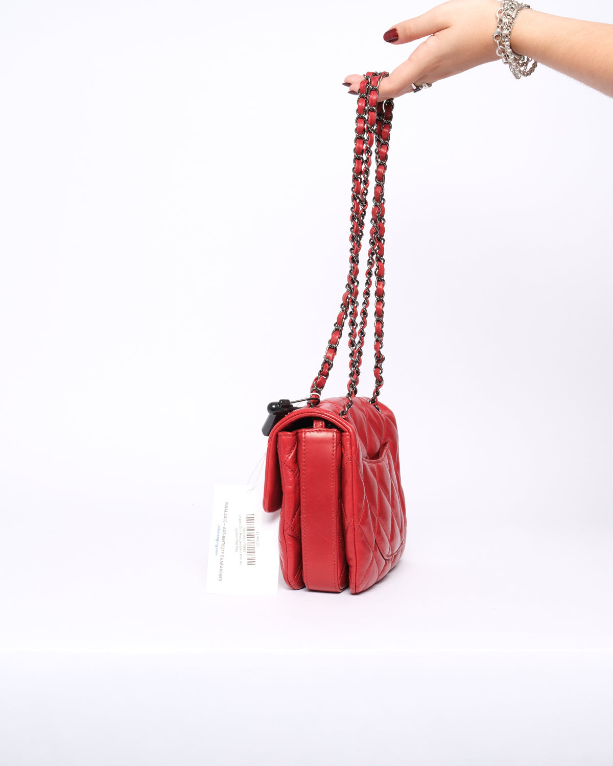 Chanel 2011 Red Lambskin Mini Accordion Flap Bag