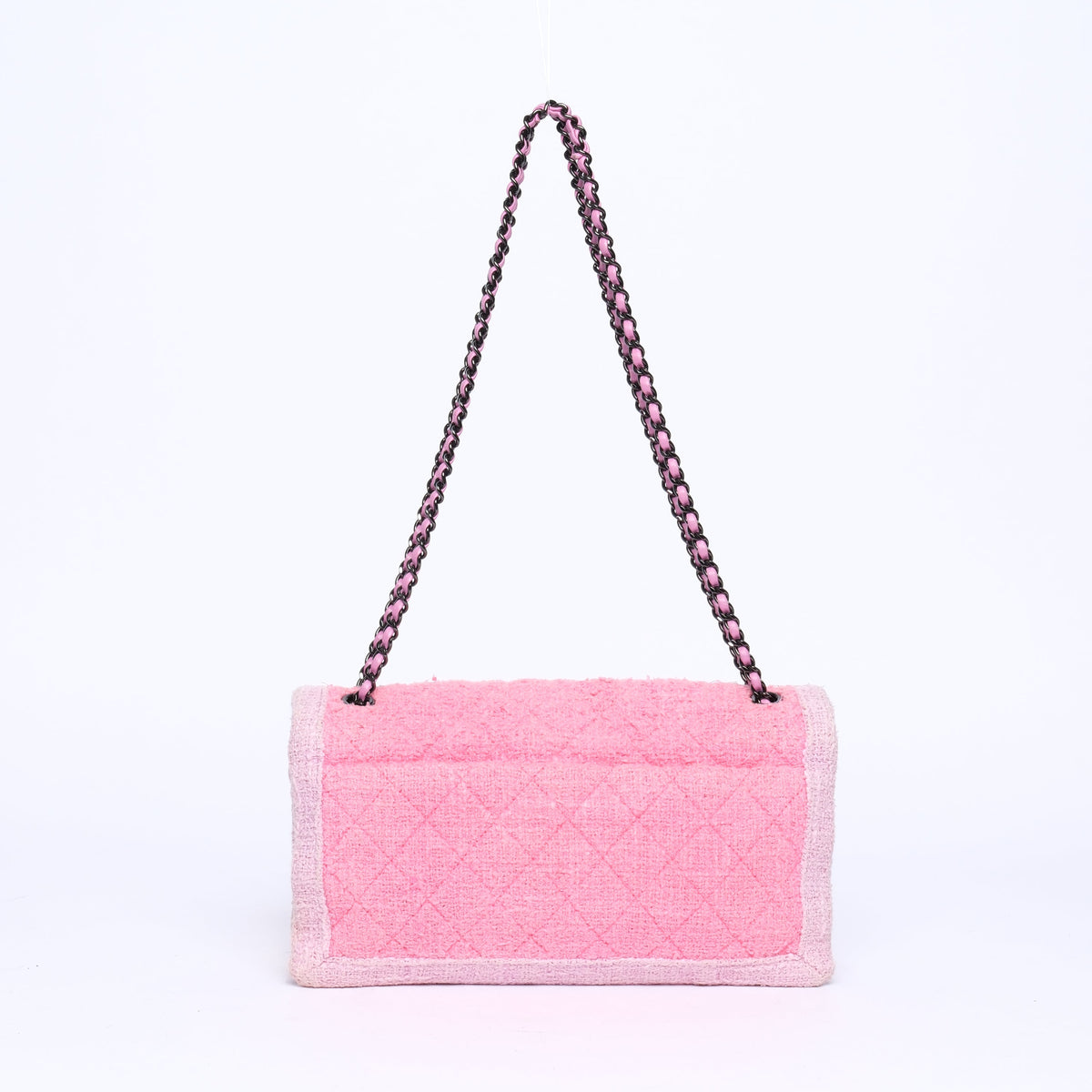 Chanel Pink & Lilac Tweed Quilted Accordion Flap