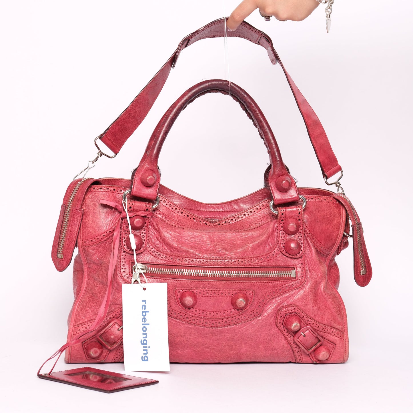 Balenciaga Red Leather Brogues Giant City Bag