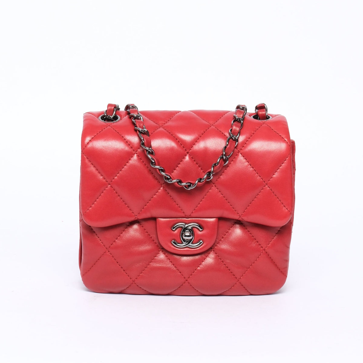 Chanel 2011 Red Lambskin Mini Accordion Flap Bag