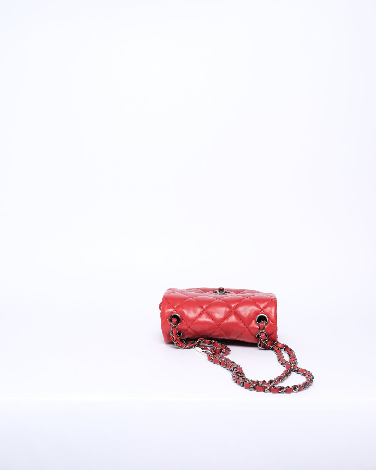 Chanel 2011 Red Lambskin Mini Accordion Flap Bag