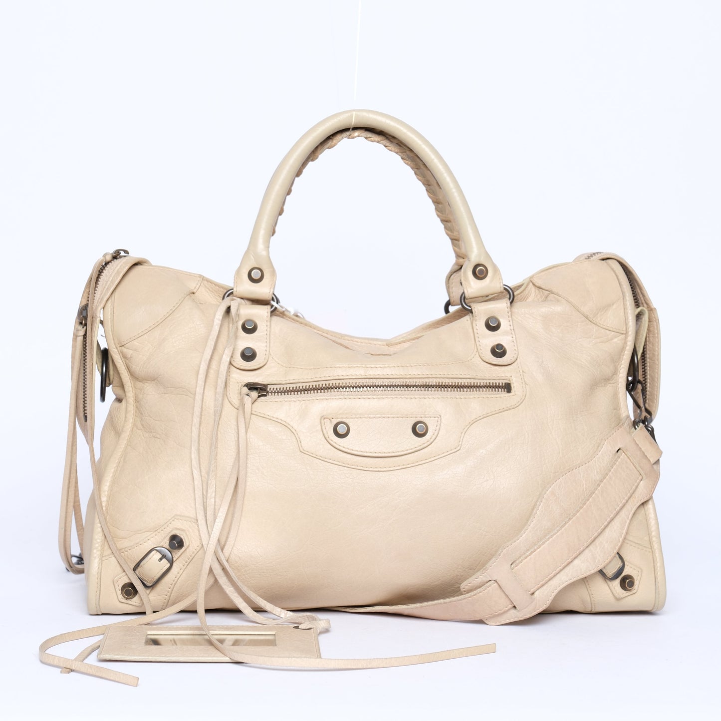 Balenciaga Beige City Bag w/ Bronze Hardware