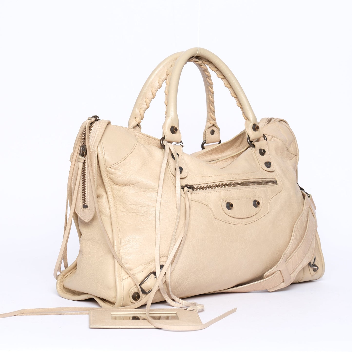 Balenciaga Beige City Bag w/ Bronze Hardware