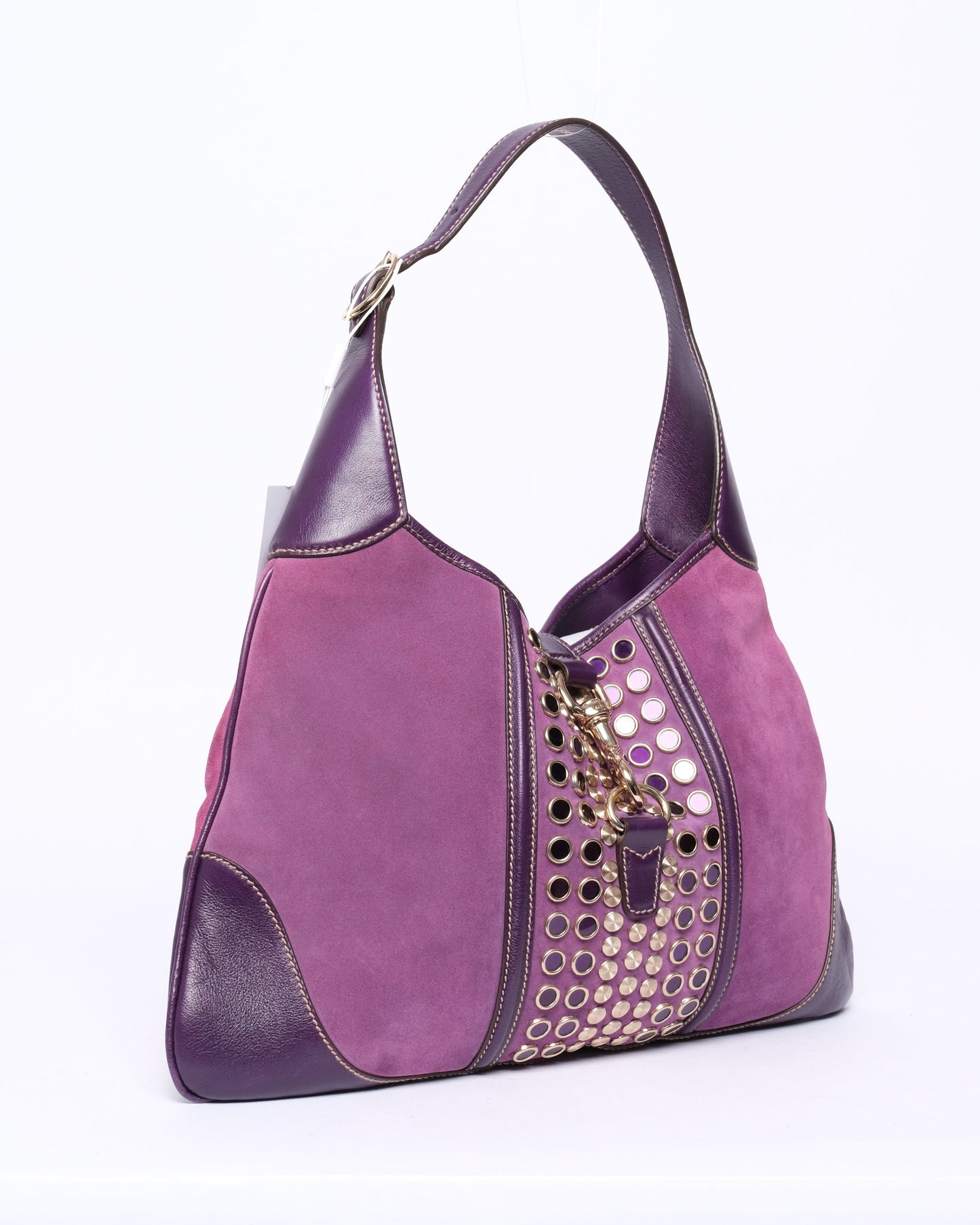 Gucci Purple Suede Studded Jackie Shoulder Bag