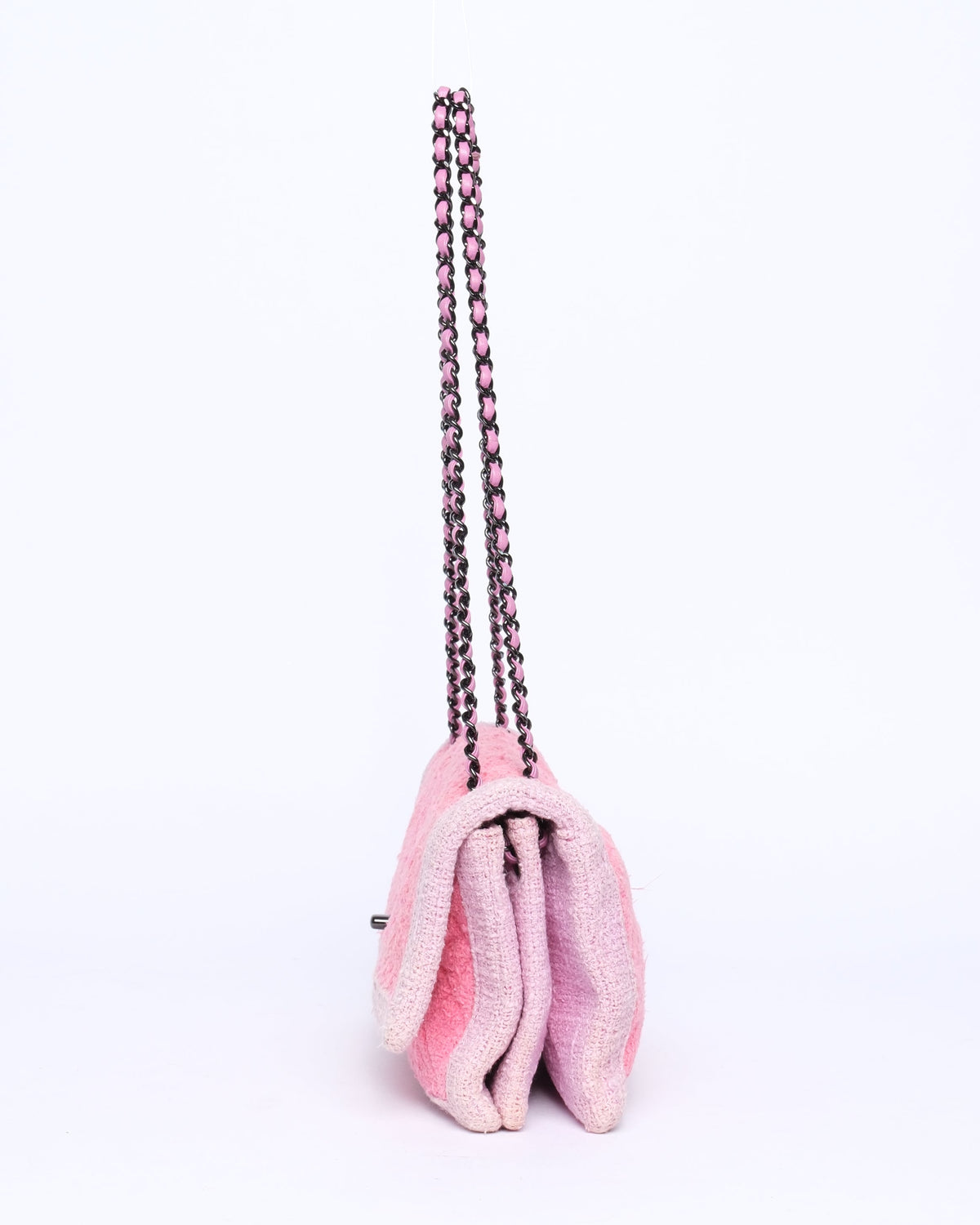 Chanel Pink & Lilac Tweed Quilted Accordion Flap