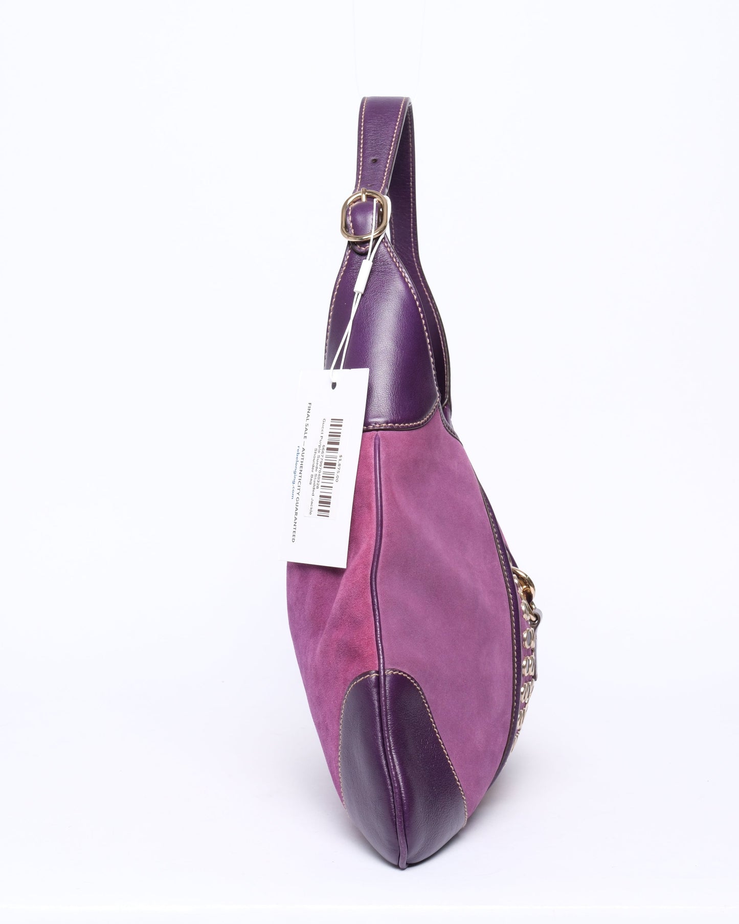 Gucci Purple Suede Studded Jackie Shoulder Bag