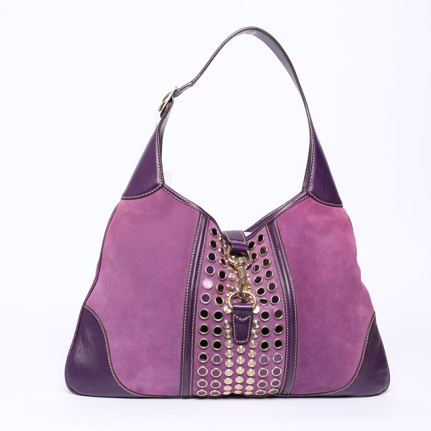 Gucci Purple Suede Studded Jackie Shoulder Bag