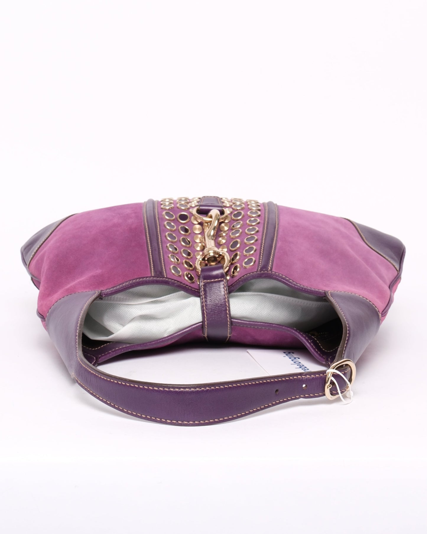 Gucci Purple Suede Studded Jackie Shoulder Bag