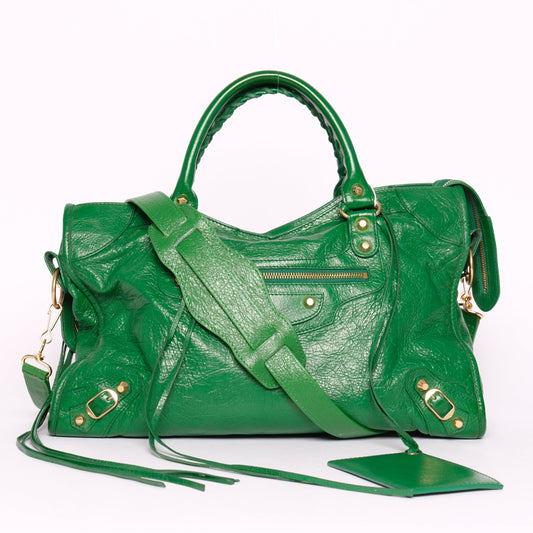 Balenciaga Green City Bag w/ Gold Hardware