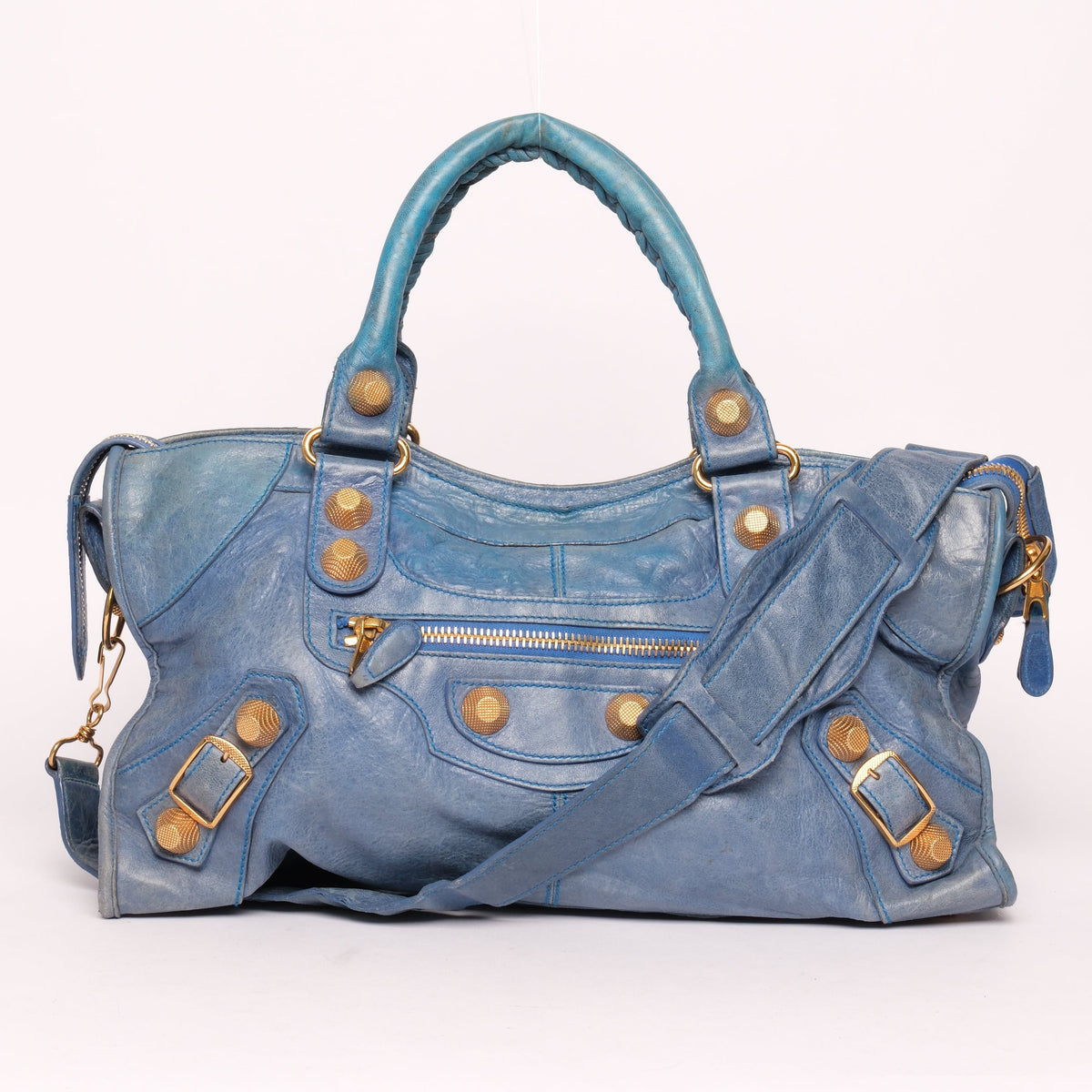 Balenciaga Blue Part Time City Bag w/ Gold Hardware