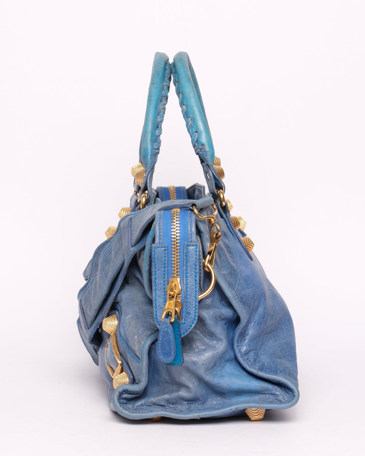Balenciaga Blue Part Time City Bag w/ Gold Hardware