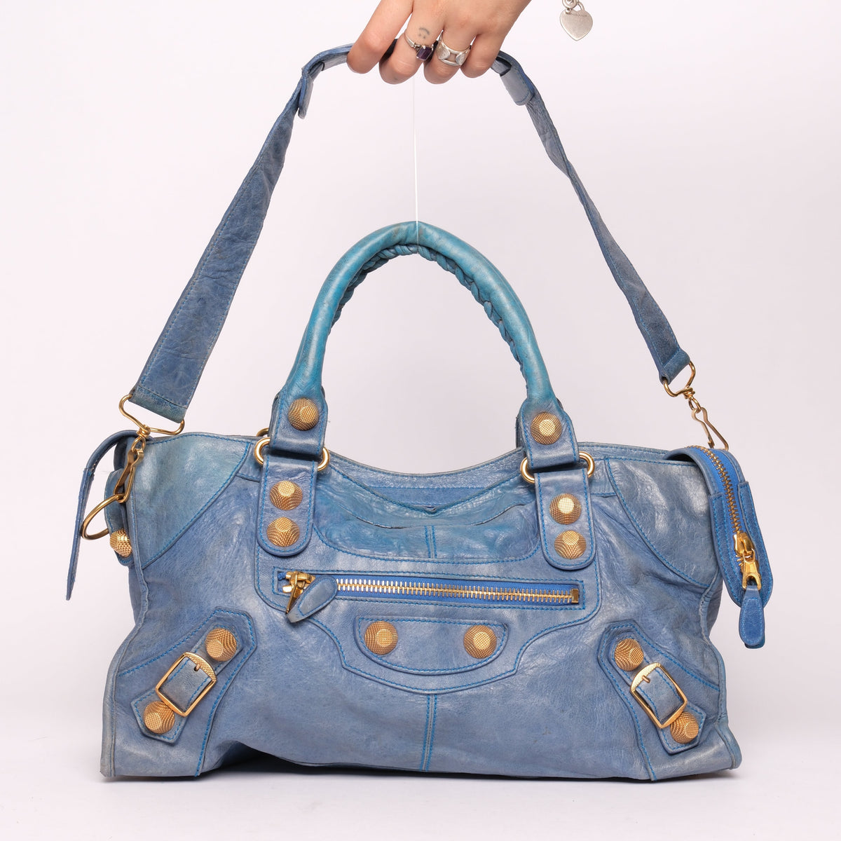 Balenciaga Blue Part Time City Bag w/ Gold Hardware