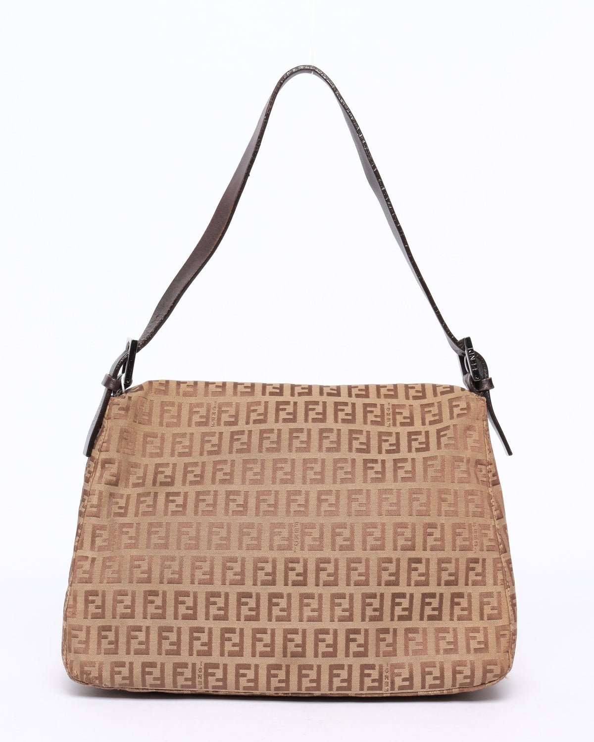 Fendi Brown Canvas Zucchino Monogram Mamma Baguette Shoulder Bag