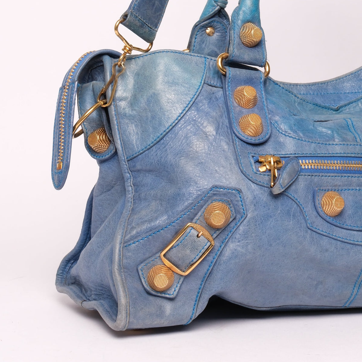 Balenciaga Blue Part Time City Bag w/ Gold Hardware