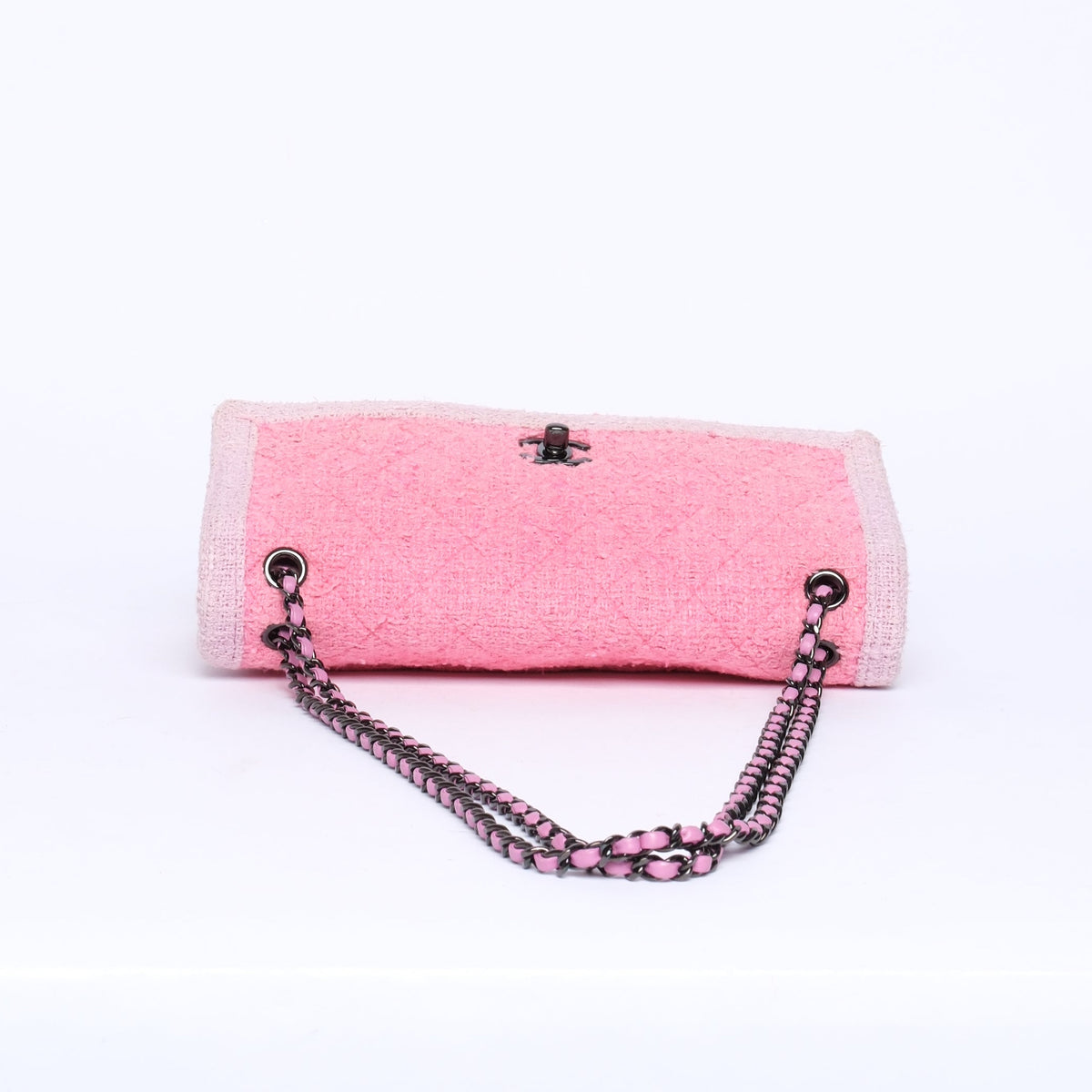 Chanel Pink & Lilac Tweed Quilted Accordion Flap