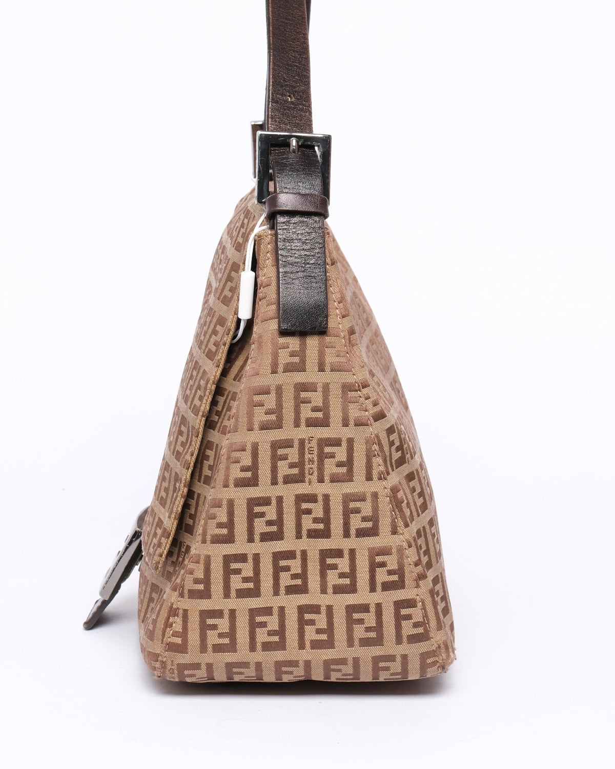 Fendi Brown Canvas Zucchino Monogram Mamma Baguette Shoulder Bag