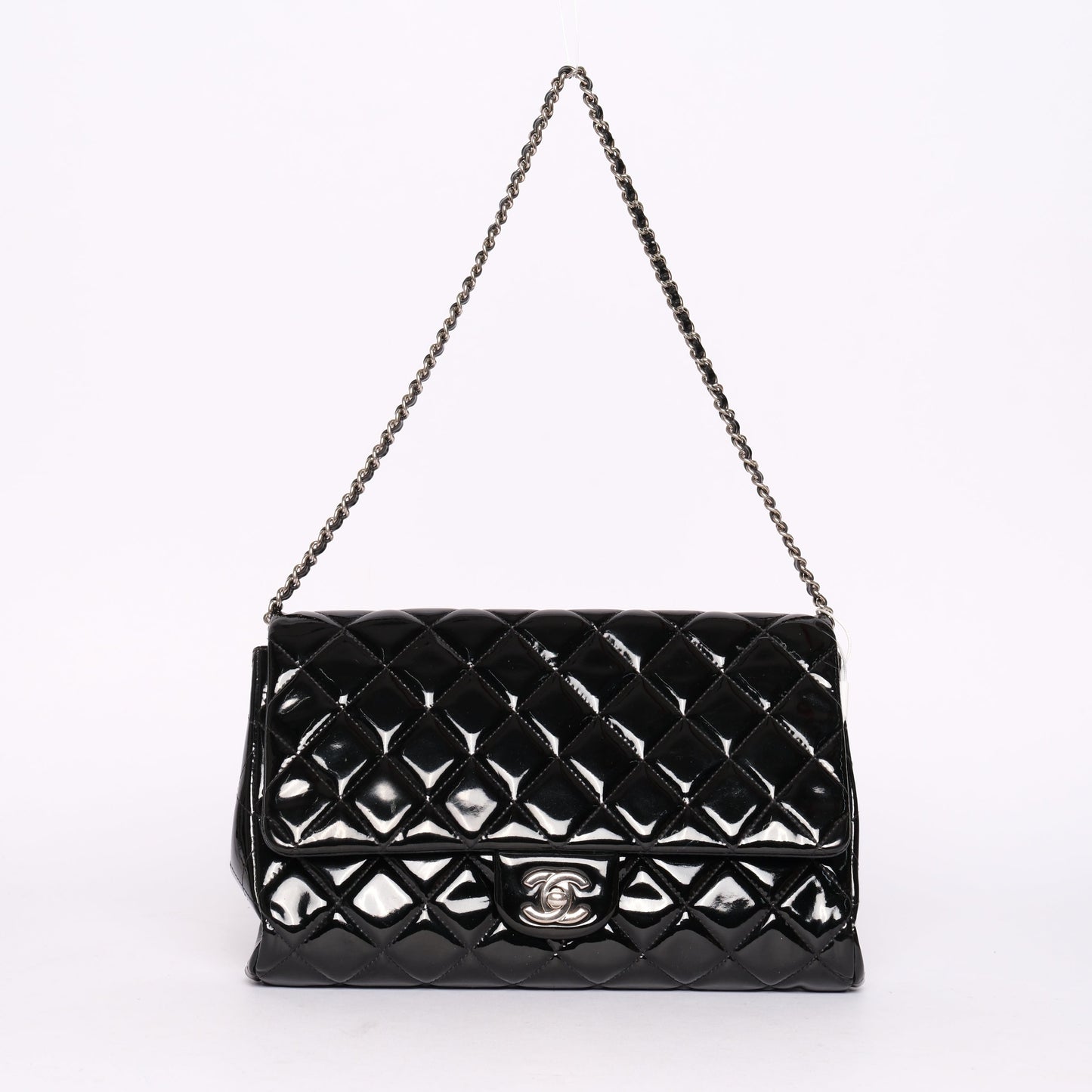 Chanel 2013 Black Patent Leather Shoulder Bag Convertible Clutch