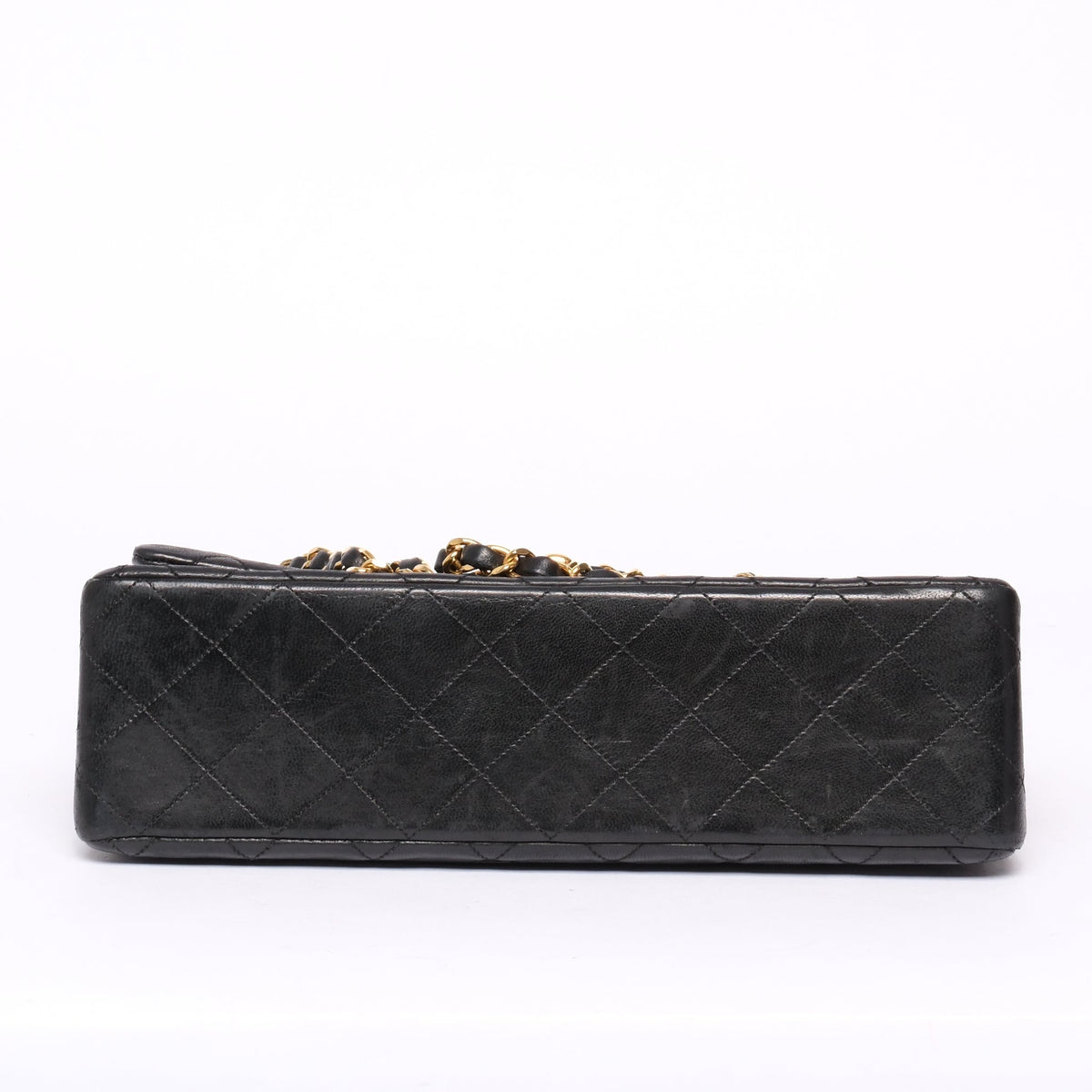 Chanel Black Lambskin Leather Quilted Double Flap Chain Shoulder Bag GHW