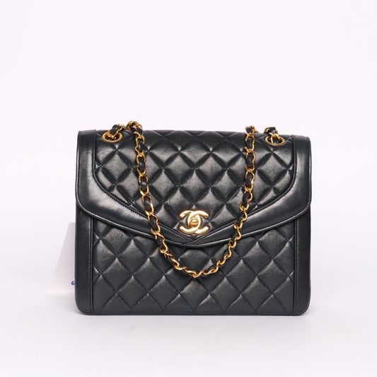 Chanel Black 24KGP Matelassé Lambskin Flap Bag