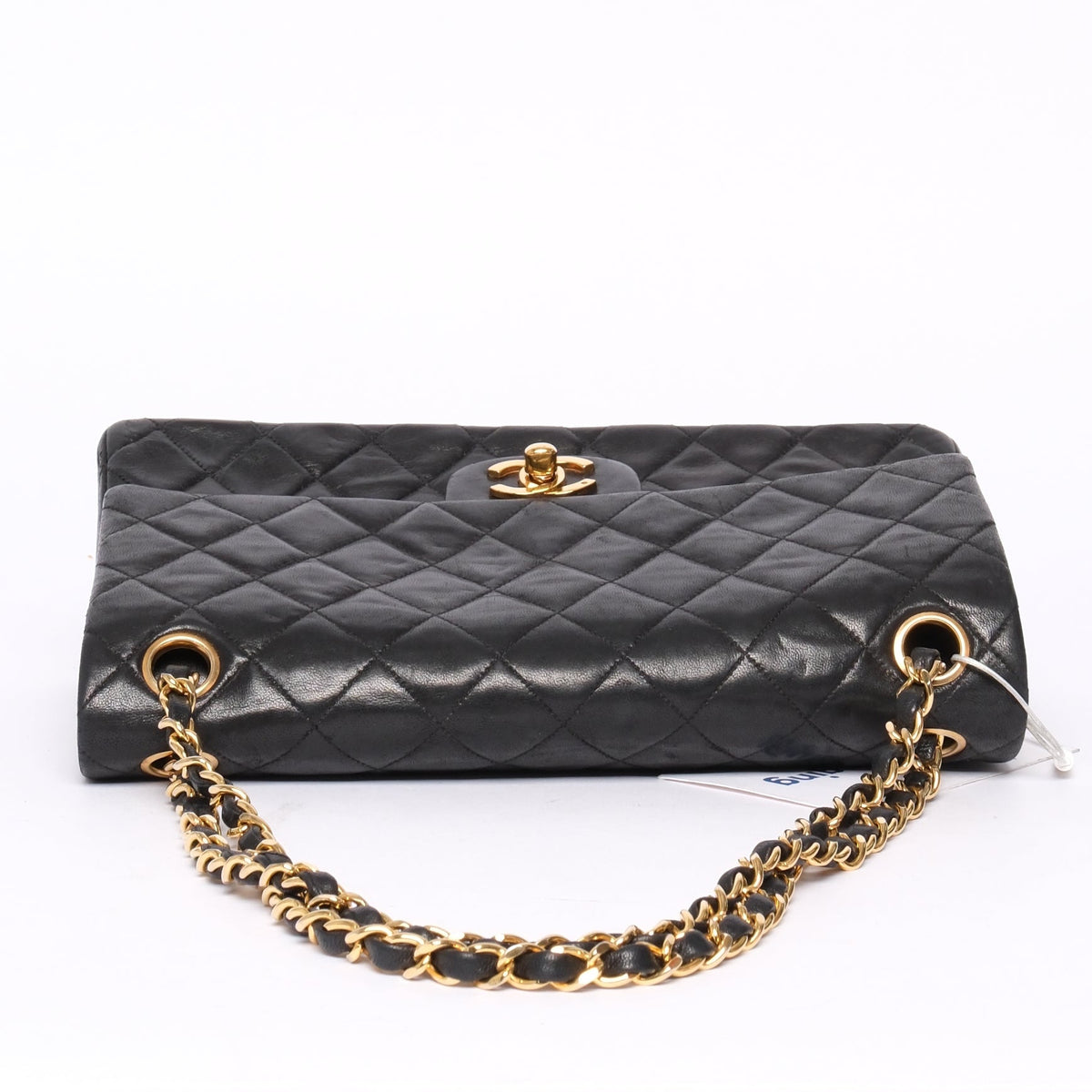 Chanel Black Lambskin Leather Quilted Double Flap Chain Shoulder Bag GHW