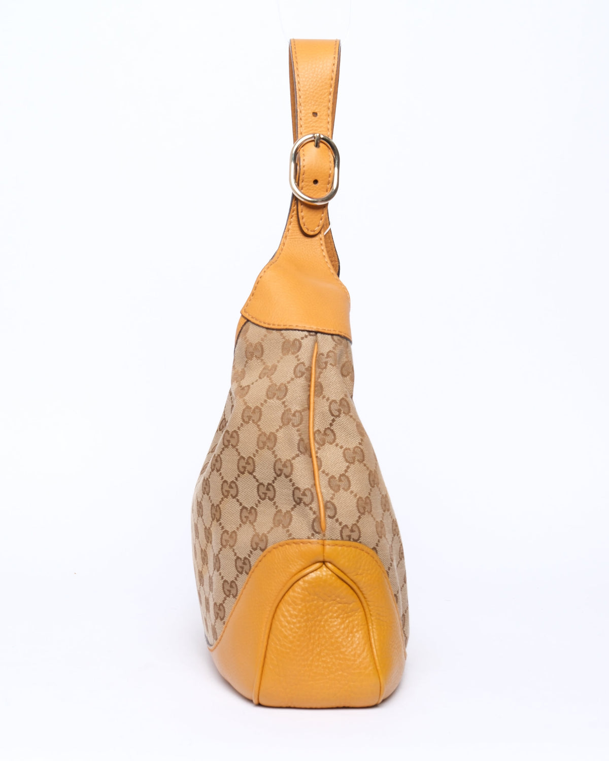 Gucci Beige & Yellow Canvas Leather Monogram Jackie Shoulder Bag