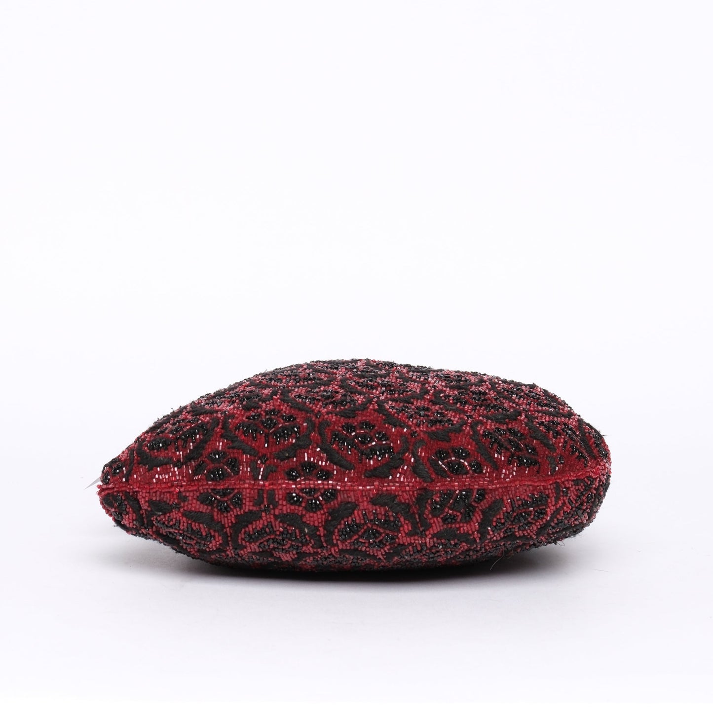 RARE Fendi Red Beaded Floral Oyster Bag w/ Lizard Trim