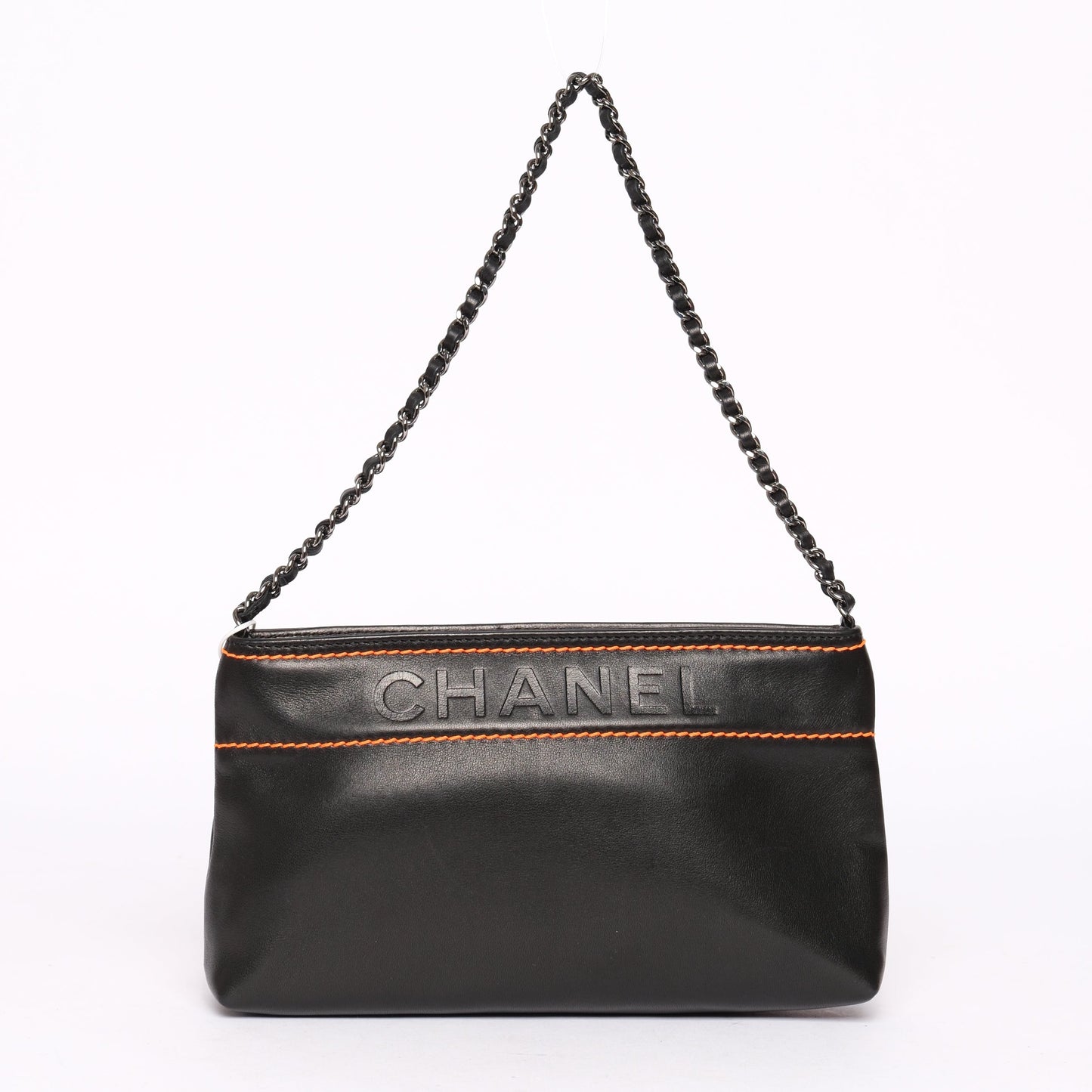 Chanel Black & Orange Lambskin Leather LAX Pochette