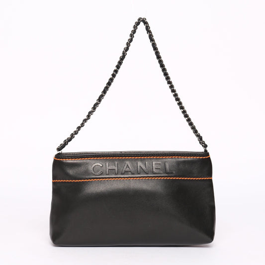 Chanel Black & Orange Lambskin Leather LAX Pochette