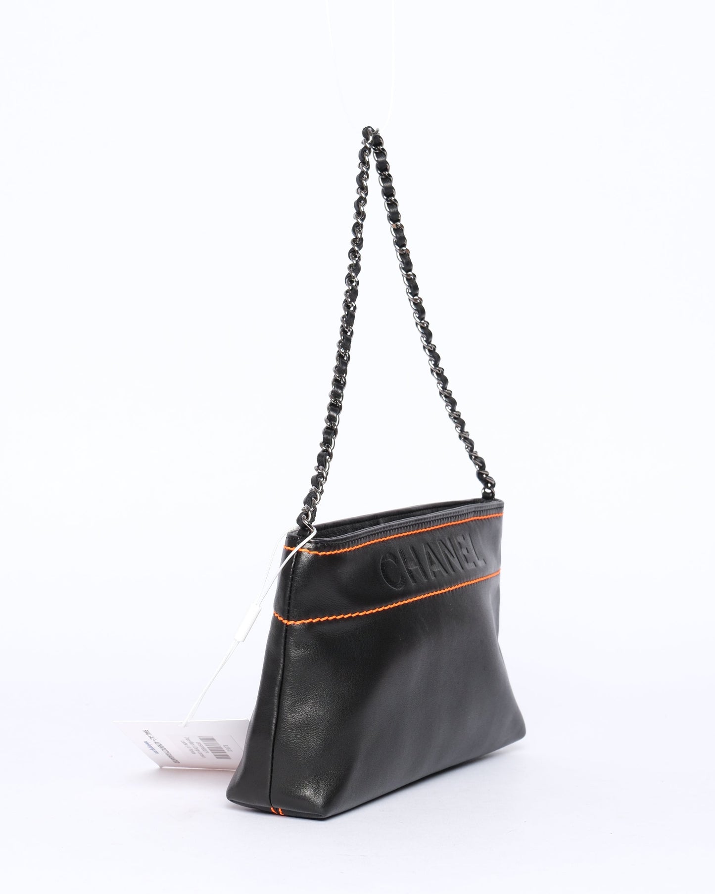 Chanel Black & Orange Lambskin Leather LAX Pochette