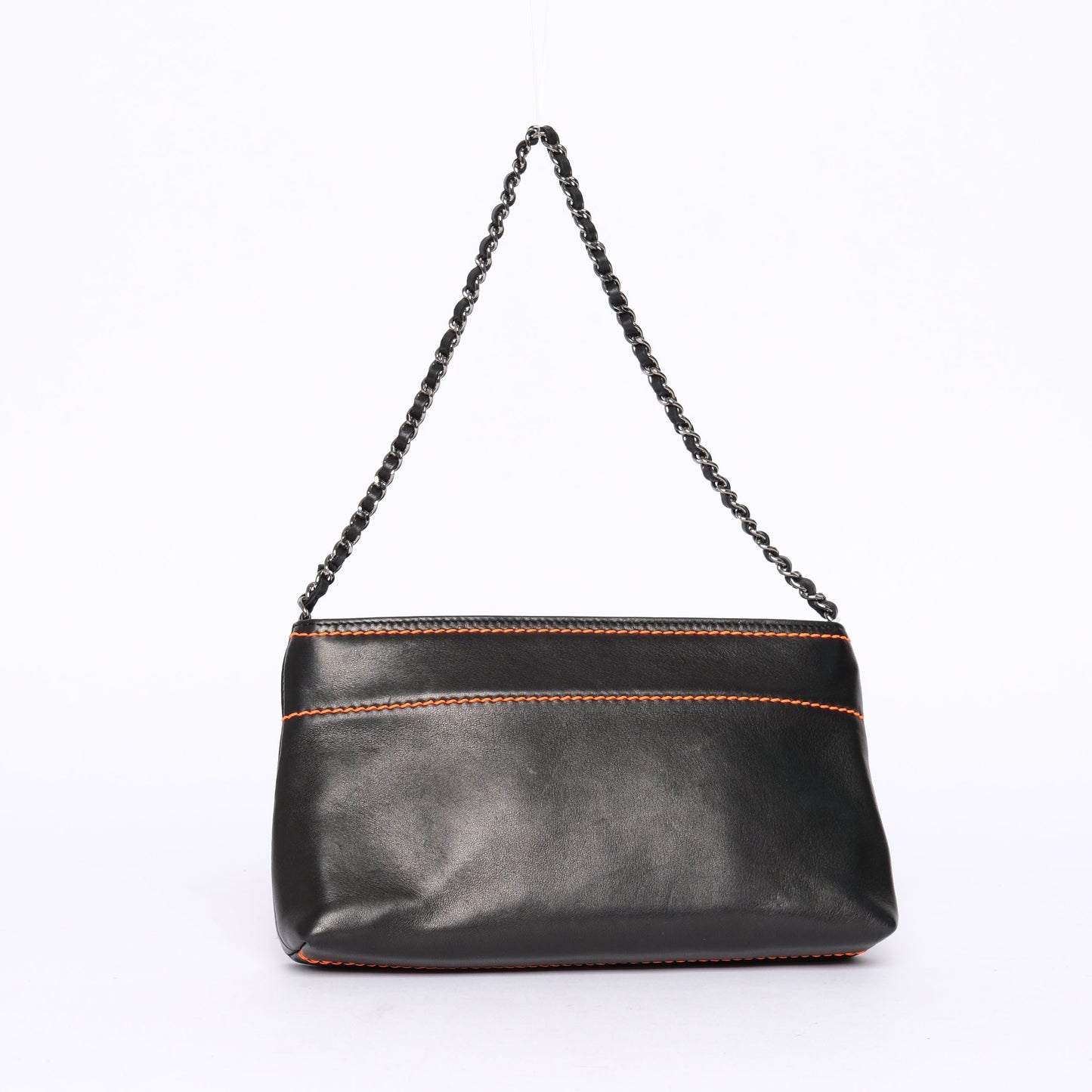 Chanel Black & Orange Lambskin Leather LAX Pochette