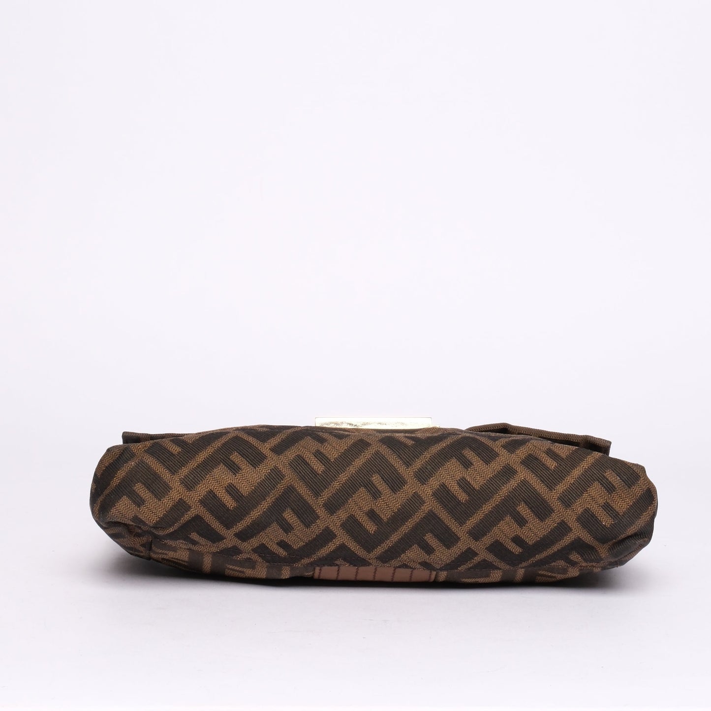 Fendi Brown Canvas & Leather Zucca Chain Handle Baguette