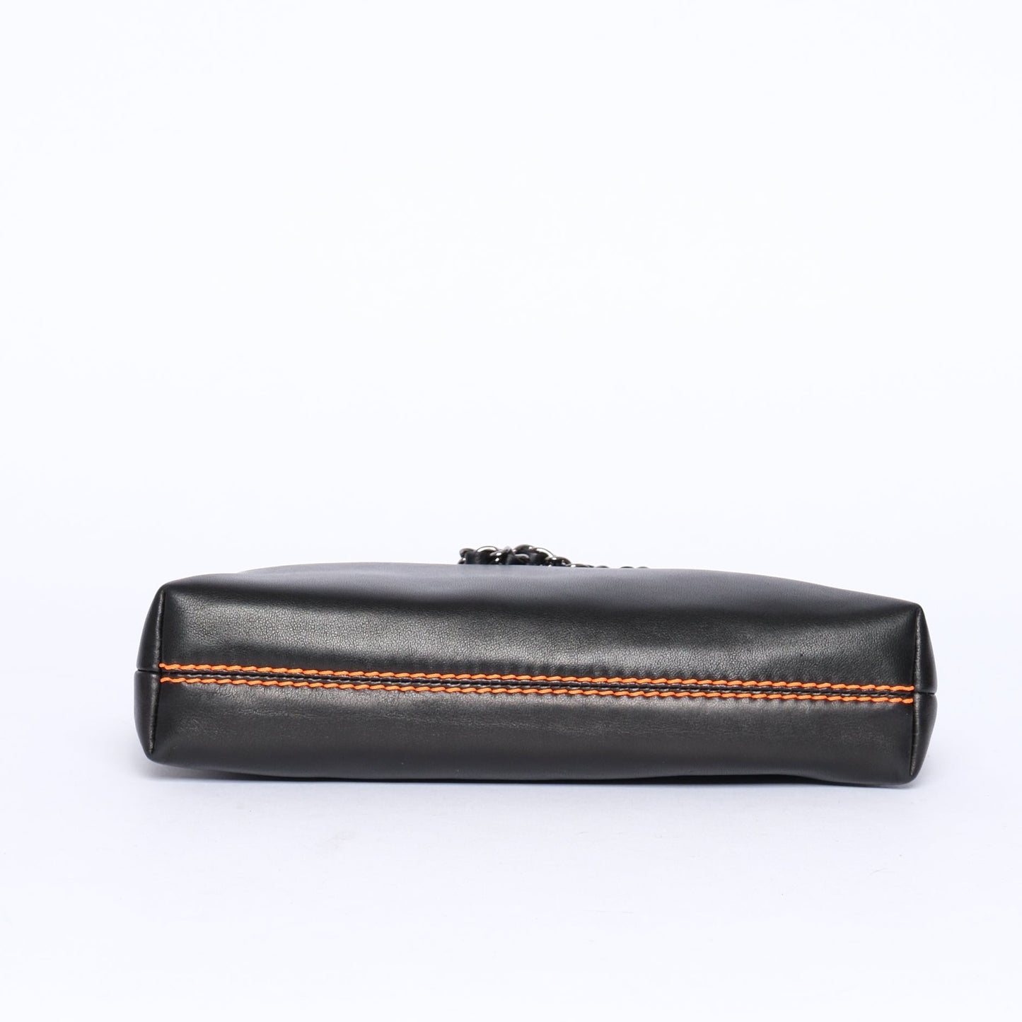 Chanel Black & Orange Lambskin Leather LAX Pochette