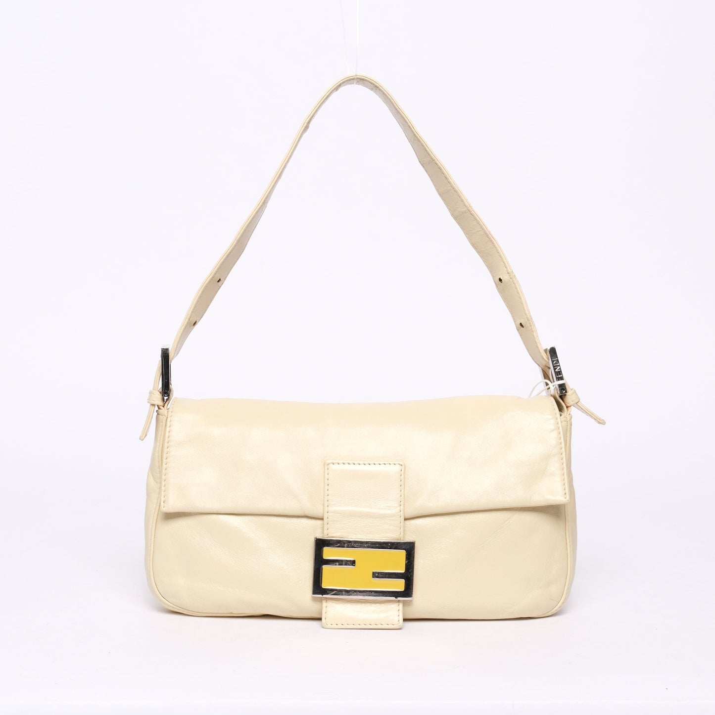 Fendi Butter Yellow Leather Baguette Shoulder Bag