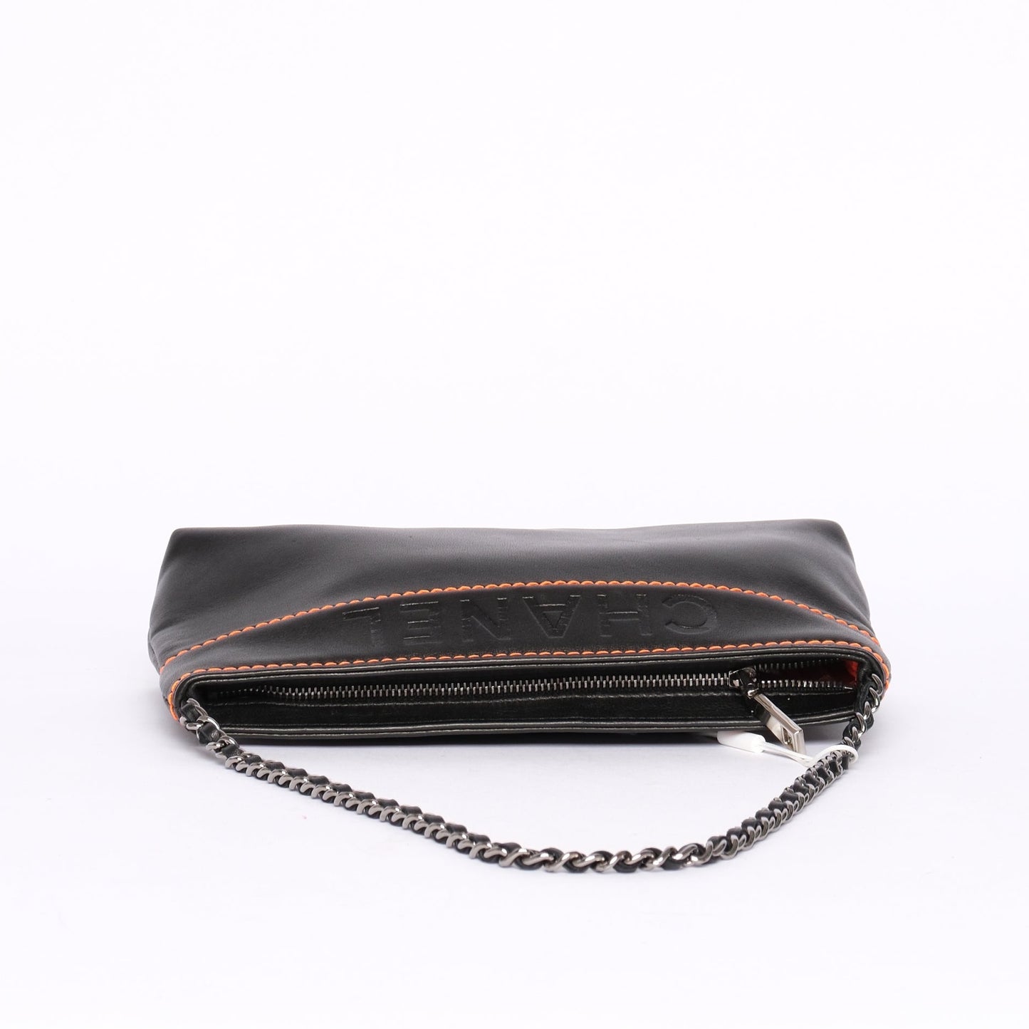 Chanel Black & Orange Lambskin Leather LAX Pochette