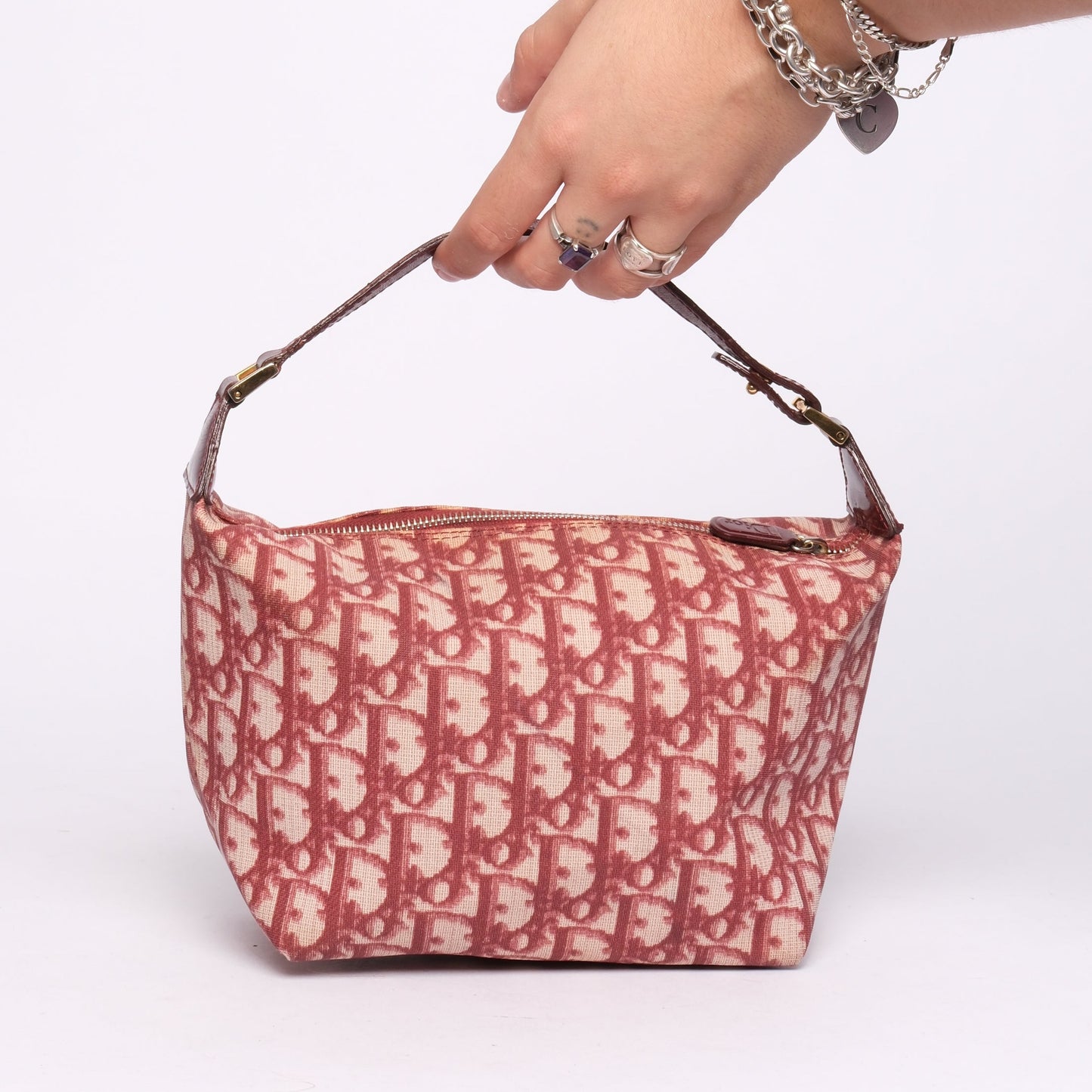 Christian Dior Red Canvas Trotter Monogram Pochette Accessory
