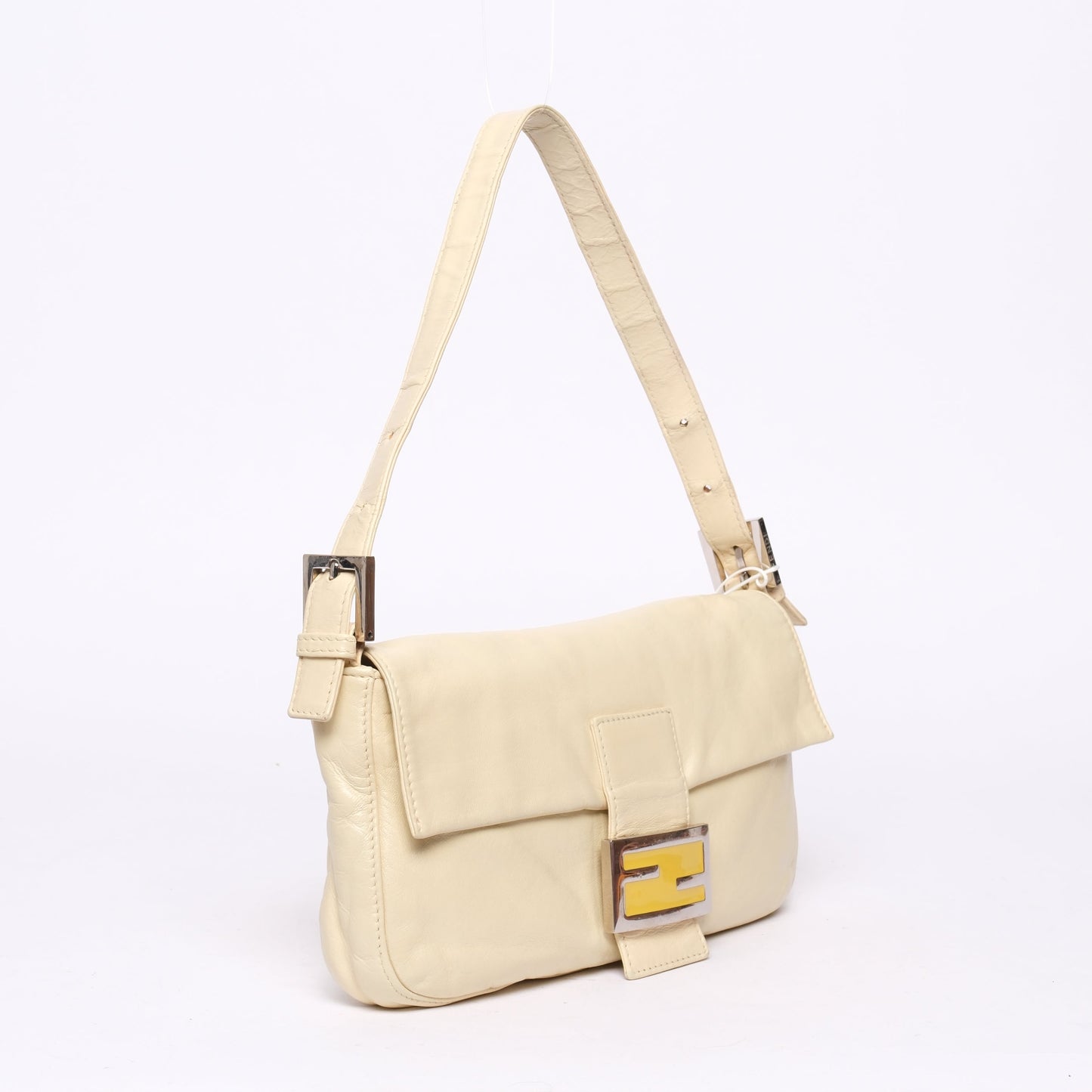 Fendi Butter Yellow Leather Baguette Shoulder Bag