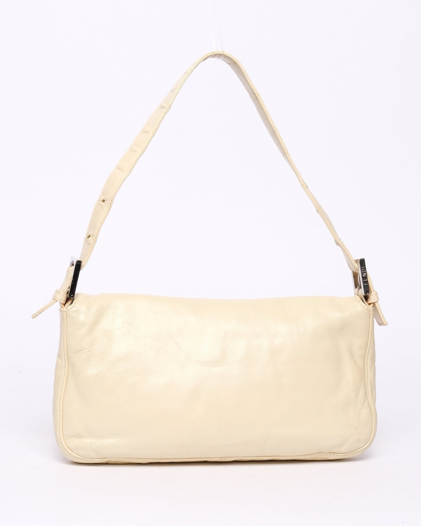 Fendi Butter Yellow Leather Baguette Shoulder Bag
