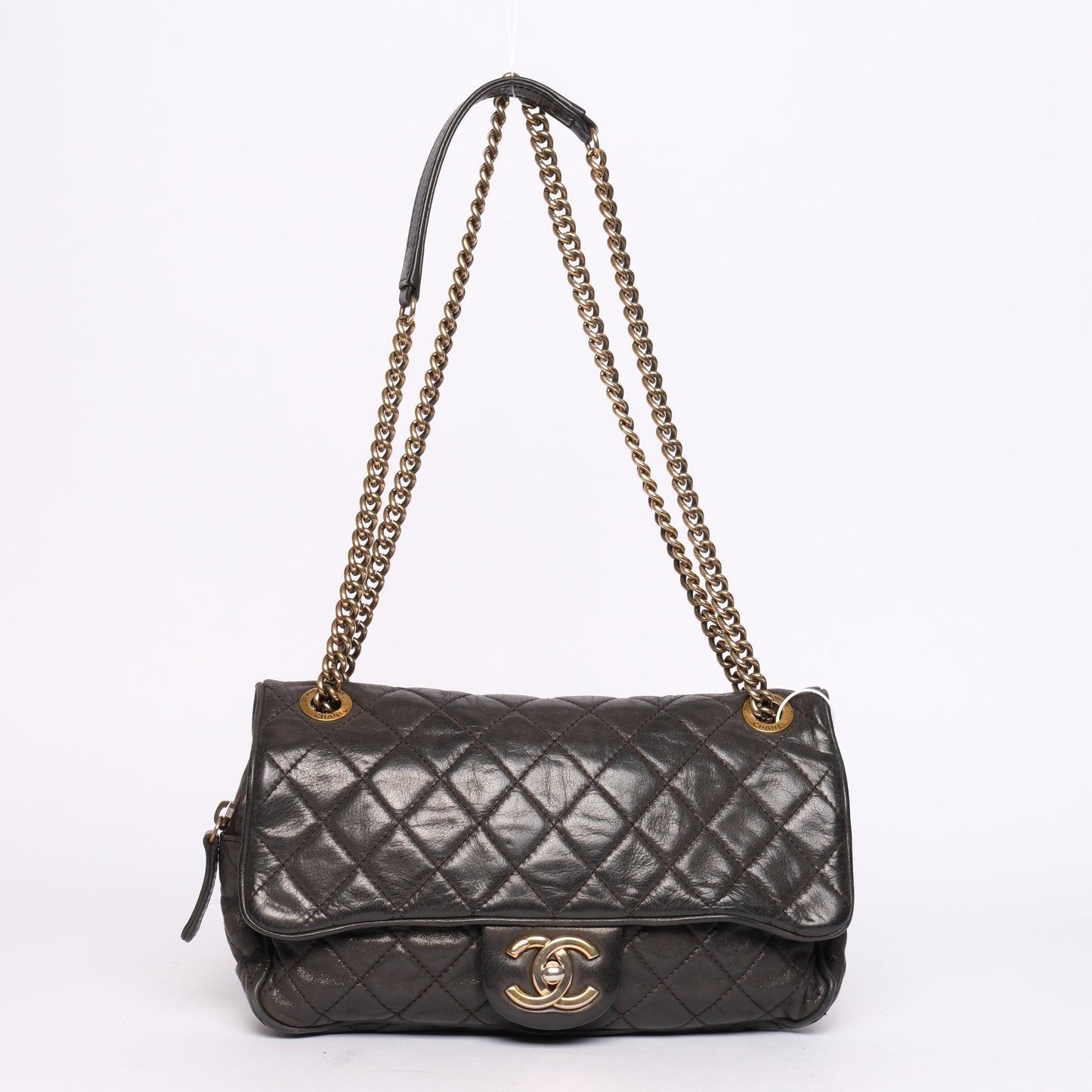 Chanel Dark Gray Lambskin Leather Quilted Flap GHW