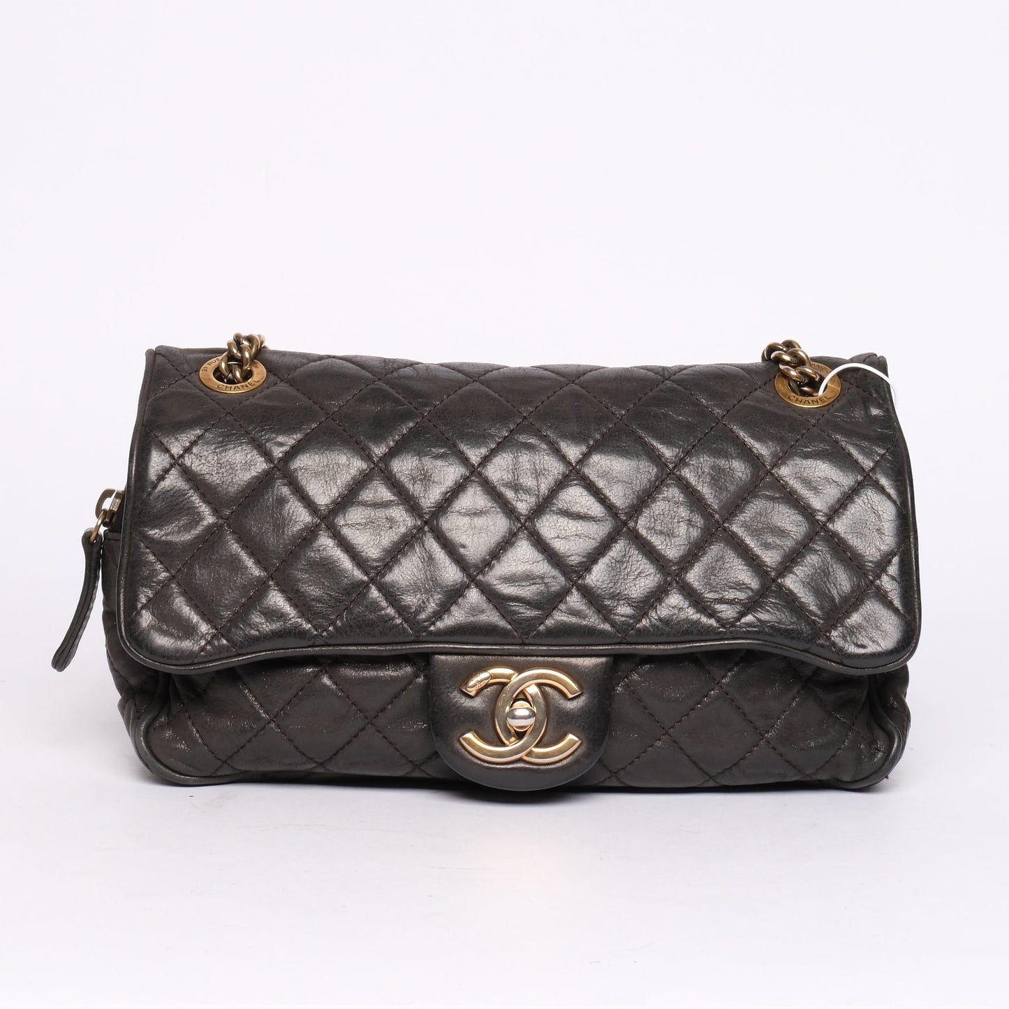Chanel Dark Gray Lambskin Leather Quilted Flap GHW
