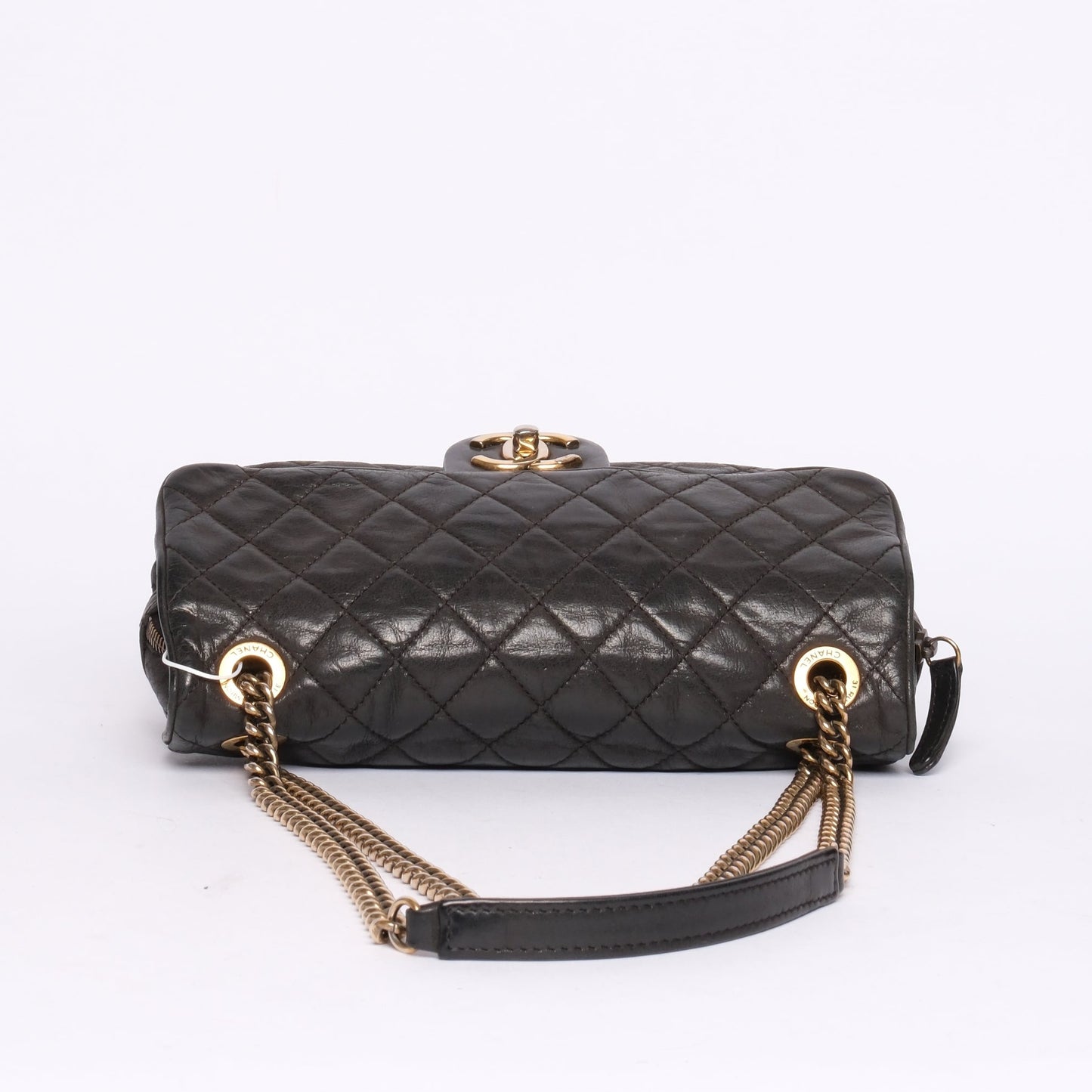Chanel Dark Gray Lambskin Leather Quilted Flap GHW