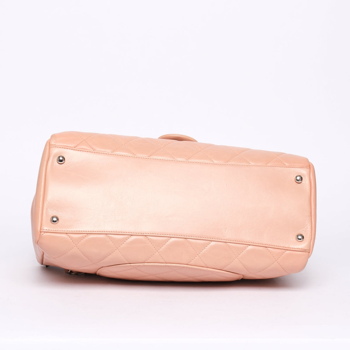Chanel Beige Lambskin Quilted Acrylic Handle Delivery Flap