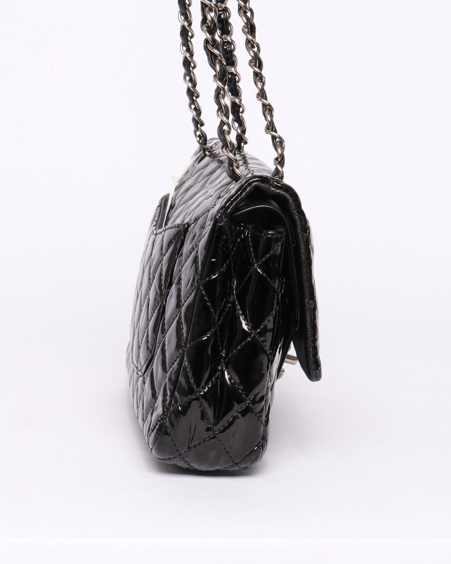 Chanel Black Patent Leather Double Flap Shoulder Bag
