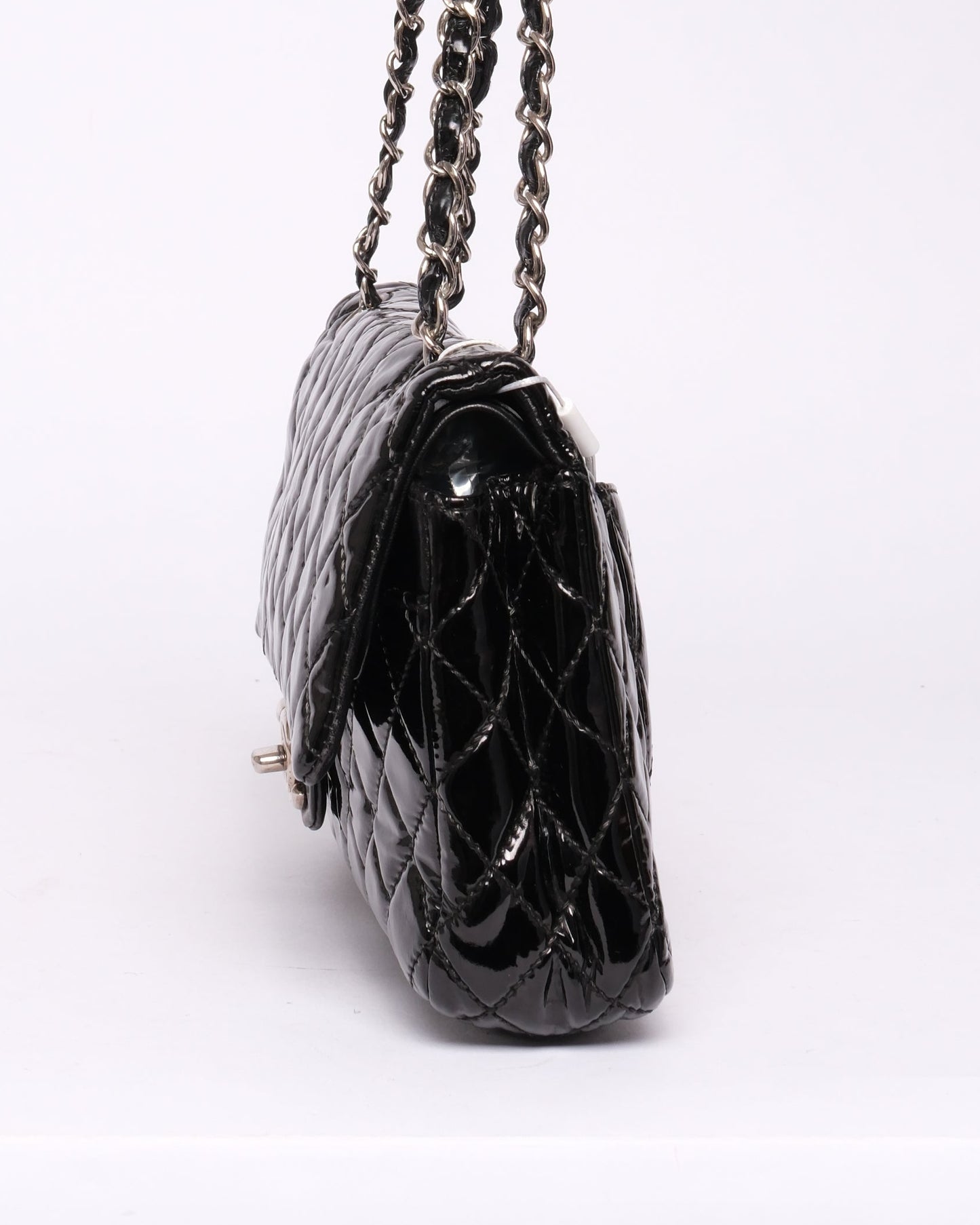 Chanel Black Patent Leather Double Flap Shoulder Bag