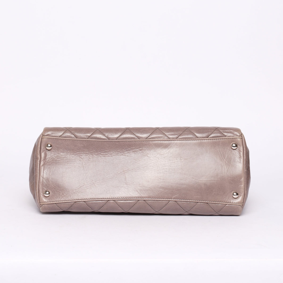 Chanel Gray Lambskin Quilted Acrylic Handle Delivery Flap
