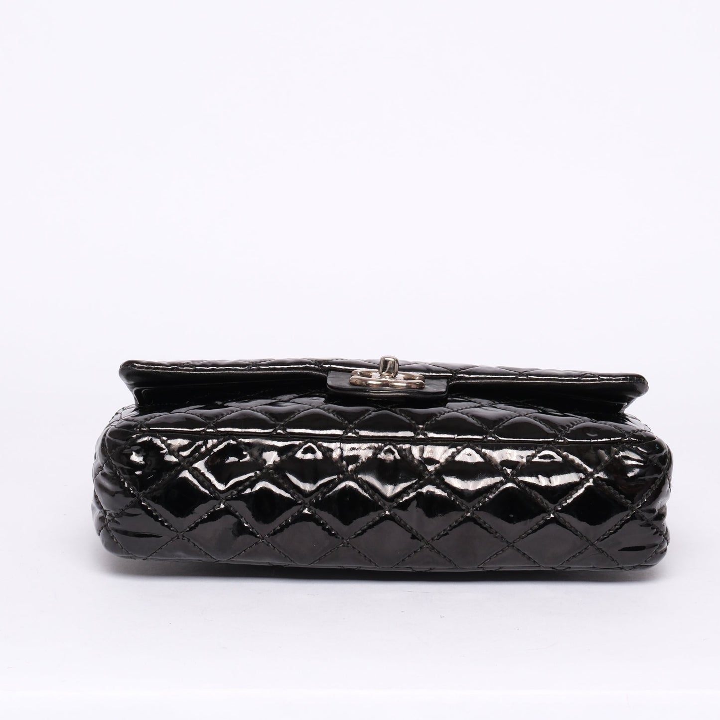 Chanel Black Patent Leather Double Flap Shoulder Bag